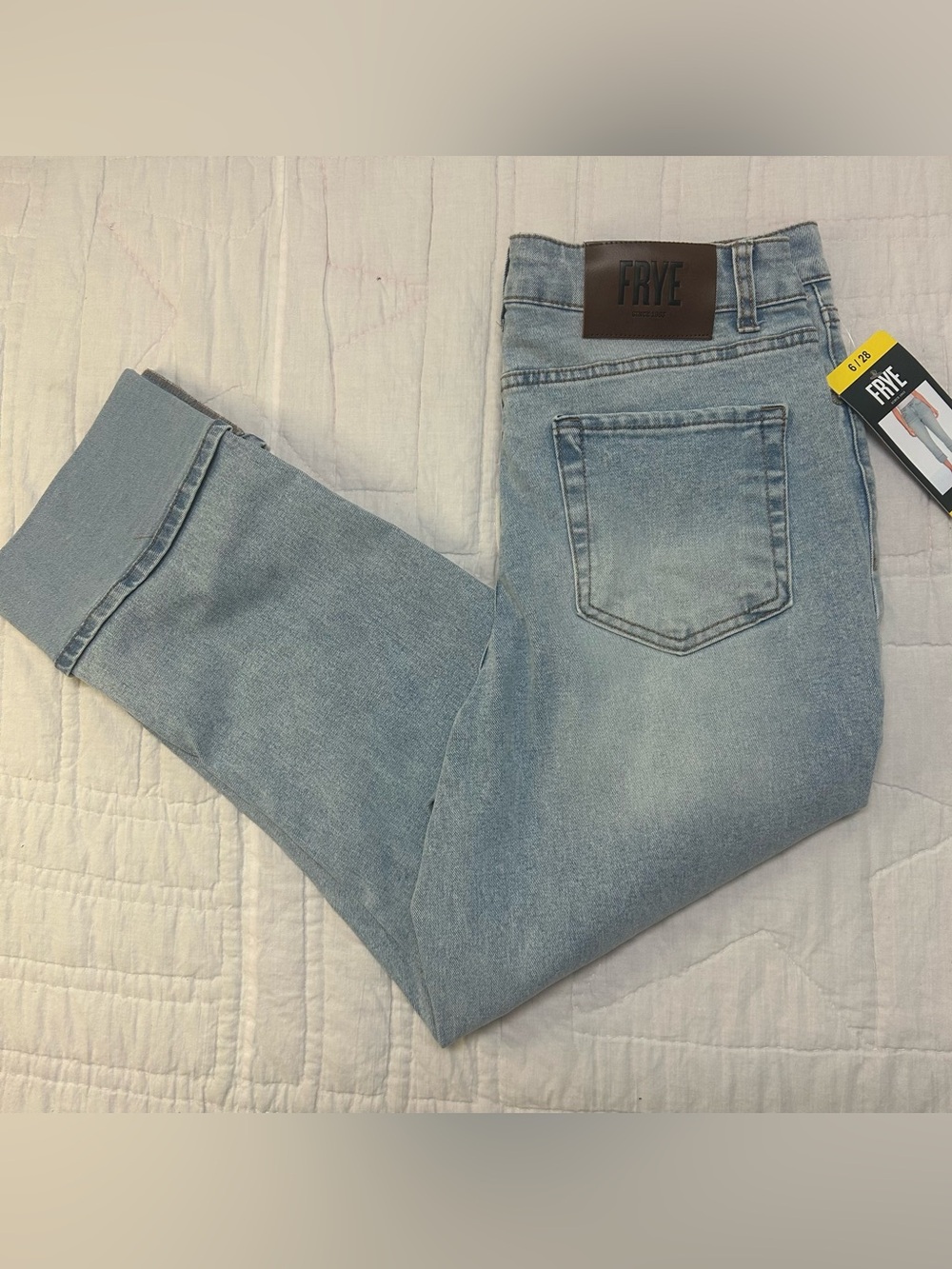 NWT Frye Stevie Wash Cropped Jeans Women's 6/28 Straight Leg Americana Western